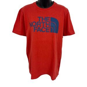 The North Face Mens Red Short Sleeve Tee Shirt Size Small S Logo Crew Neck EUC